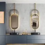 Pair of Bouchet Luxurious Gold Metal Frame Wall Mirror - Elegant Suspended Oval shaped wall accent - Image 4