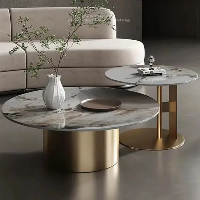 Helios Composite Marble Stone Nesting Coffee Table - Image 1