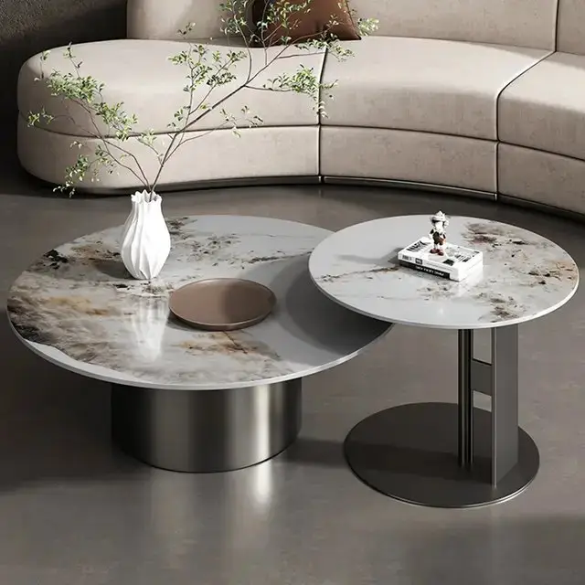 Helios Composite Marble Stone Nesting Coffee Table - Image 4