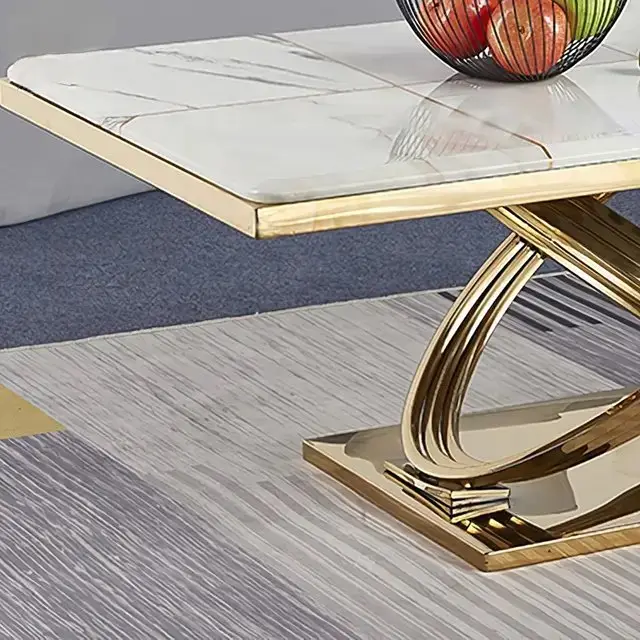 Luxurious Marble Top Coffee Table with Stainless Steel Base - Elegant Modern Design for Stylish Homes - Image 6