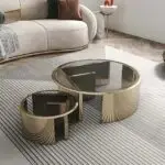 Eclipse Modern Stainless Steel and Glass Coffee Table Set