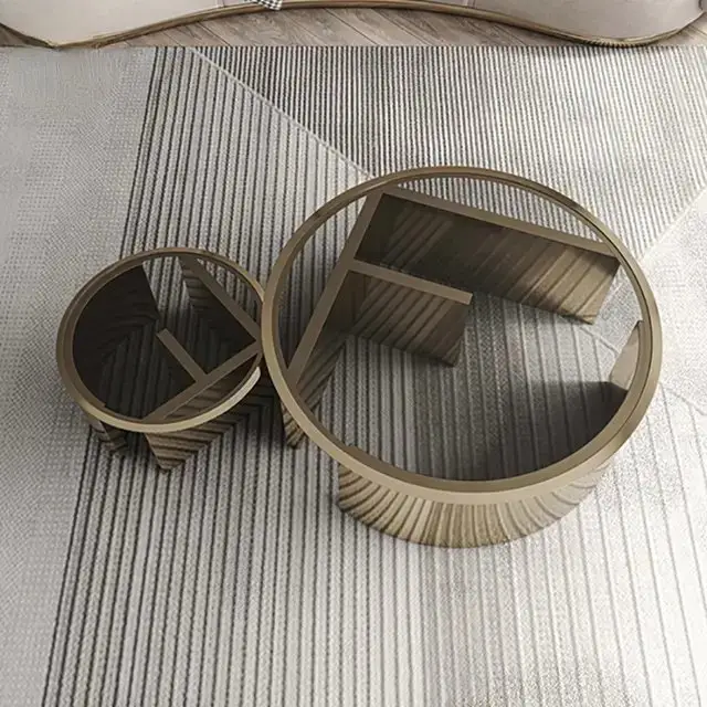 Eclipse Modern Stainless Steel and Glass Coffee Table Set - Image 4