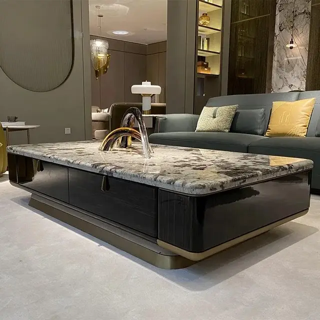 Tauras Luxxe Modern Italian Marble Top and Gold Finish Coffee Table - Image 1