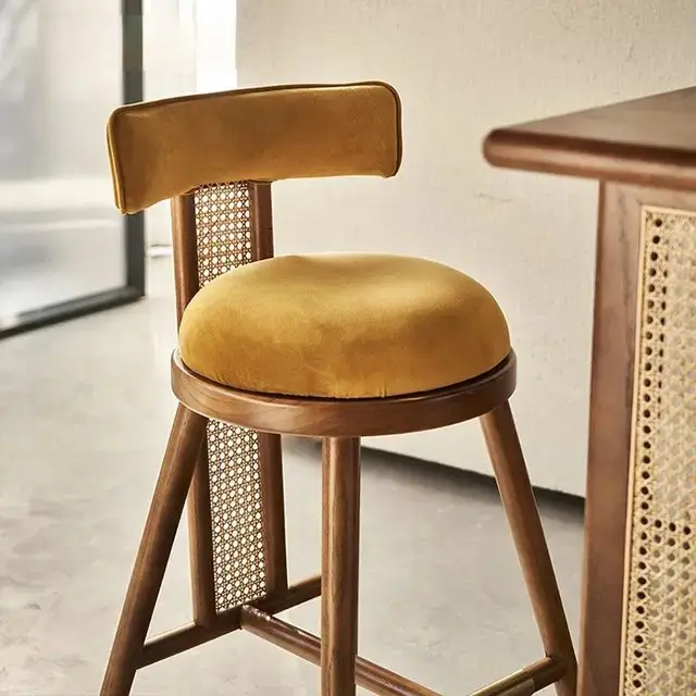 Himba Sheesham Wood Cane Bar Chair | Bar Stool | Cafe Designer Chair - Image 4