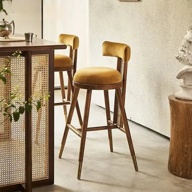 Himba Sheesham Wood Cane Bar Chair | Bar Stool | Cafe Designer Chair - Image 1