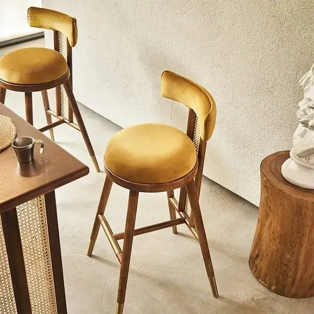 Himba Sheesham Wood Cane Bar Chair | Bar Stool | Cafe Designer Chair - Image 2