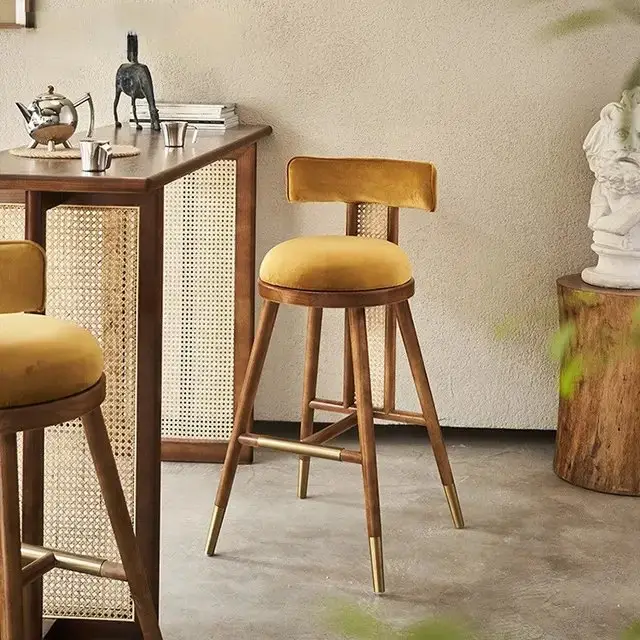 Himba Sheesham Wood Cane Bar Chair | Bar Stool | Cafe Designer Chair - Image 5