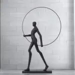 Modern Creative Modern Black Man with Hoop Statue Lamp Table - Image 7