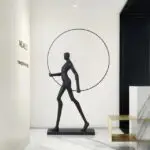 Modern Creative Modern Black Man with Hoop Statue Lamp Table
