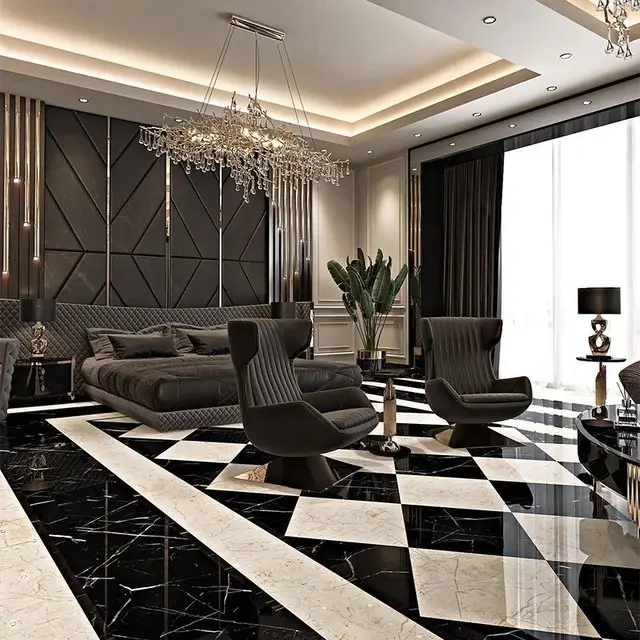 Chorus Premium Velvet Upholstered Bed and pair of bedside tables for villa - Image 4