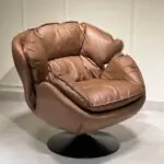 LuxePlush Contemporary Accent Chair leatherette upholstered Brown - Fashionable Single Chair for Hotel Lobby