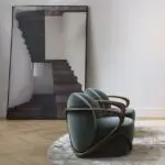 Marbello Sheesham wood Velvet Contemporary Accent Chair - Image 4