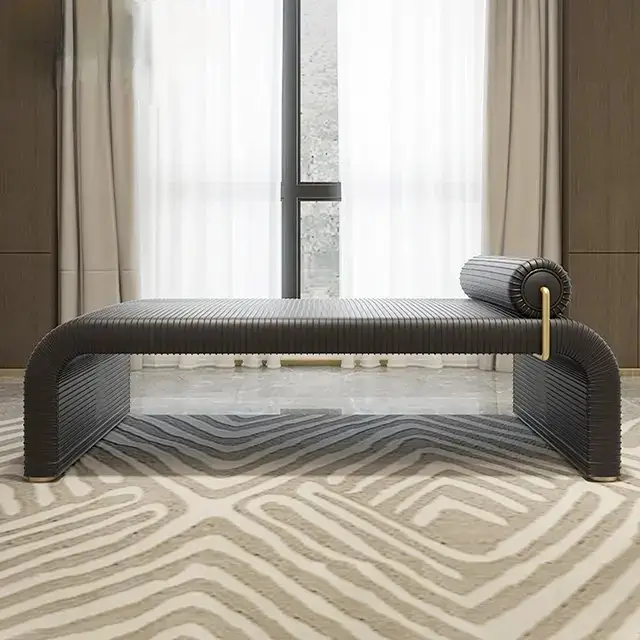 Elysian White Leatherette Pouffee: European-Inspired Luxury for Your Living Room - Image 6