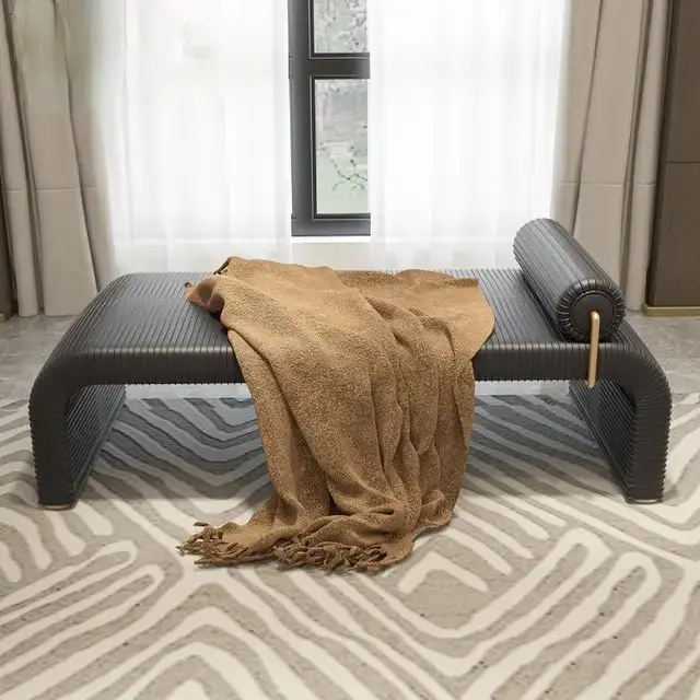 Elysian White Leatherette Pouffee: European-Inspired Luxury for Your Living Room - Image 4