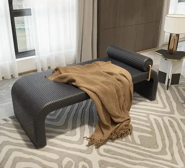 Elysian White Leatherette Pouffee: European-Inspired Luxury for Your Living Room - Image 2