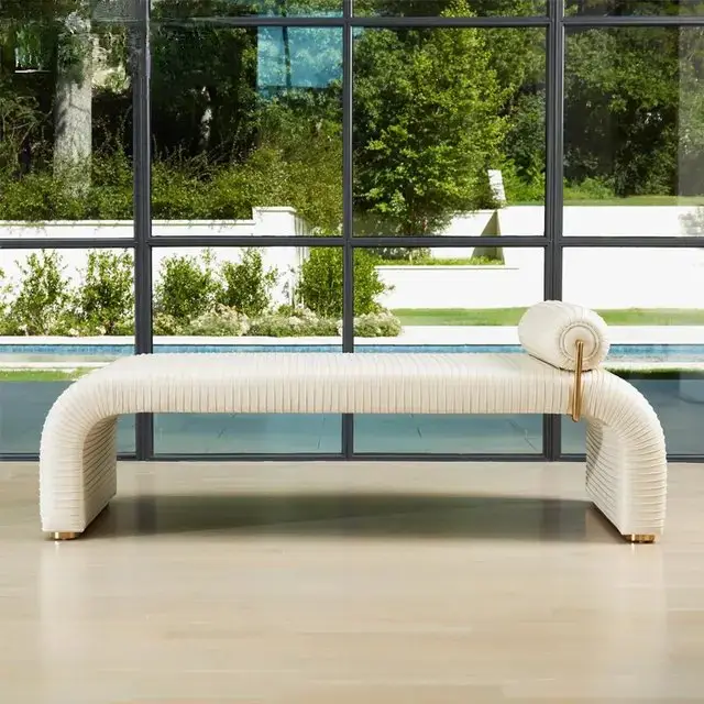 Elysian White Leatherette Pouffee: European-Inspired Luxury for Your Living Room - Image 3