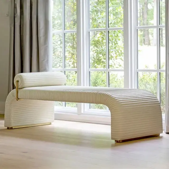 Elysian White Leatherette Pouffee: European-Inspired Luxury for Your Living Room - Image 1