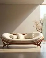 Kimi Japanese-Inspired Sheesham Wood Velvet Sofa - Elevate Your Living Space with Style and Comfort - Image 4