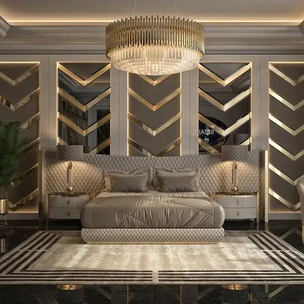 Chorus Premium Velvet Upholstered Bed and pair of bedside tables for villa - Image 6