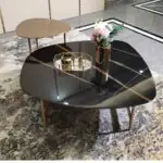 Rochelle Modern Style Italian Marble Top and Gold Finish Coffee Table