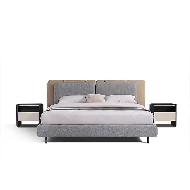 Supples Contemporary Minimalist style leatherette Upholstered King Size Bed - Image 4