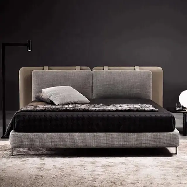 Supples Contemporary Minimalist style leatherette Upholstered King Size Bed - Image 1