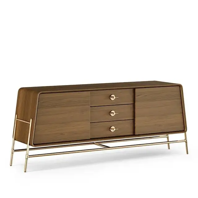 Wood story Bar Unit sheesham wood sideboard cabinet with Stainless Steel Base - Image 2