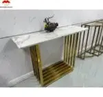 Othello Stainless Steel Console Table with Marble Top: Elegance Redefined - Image 5