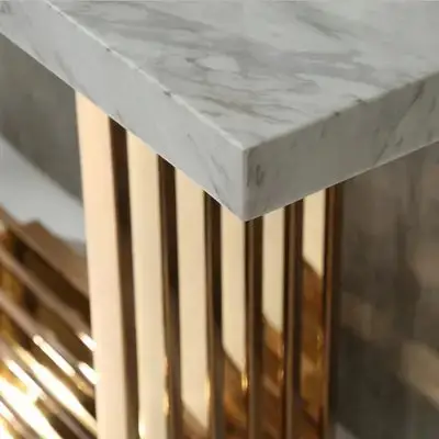 Othello Stainless Steel Console Table with Marble Top: Elegance Redefined - Image 3