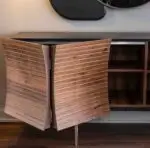 Evan Bar Unit Sheesham wood matte finish sideboard cabinet with Stainless Steel Base - Image 2