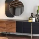 Evan Bar Unit Sheesham wood matte finish sideboard cabinet with Stainless Steel Base - Image 4