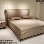 Impression Beige Contemporary Minimalist style Velvet Upholstered King Size Bed with bedside tables