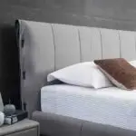 Impression Beige Contemporary Minimalist style Velvet Upholstered King Size Bed with bedside tables - Image 5