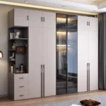 DeckUp Plus 4 Door Wardrobe with Drawer and 1 Hanging Space (Grey)4 Door, With Drawer, Without Mirror, 1 Hanging Area, Grey Customizable Wardrobe Stainless Steel Handles High Gloss Shutters and fittings