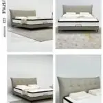 Jazz Brown Contemporary Minimalist style Velvet Upholstered King Size Bed