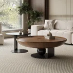 Malcolm Coffee Table in Mild Steel Black With Italian Veneere Top