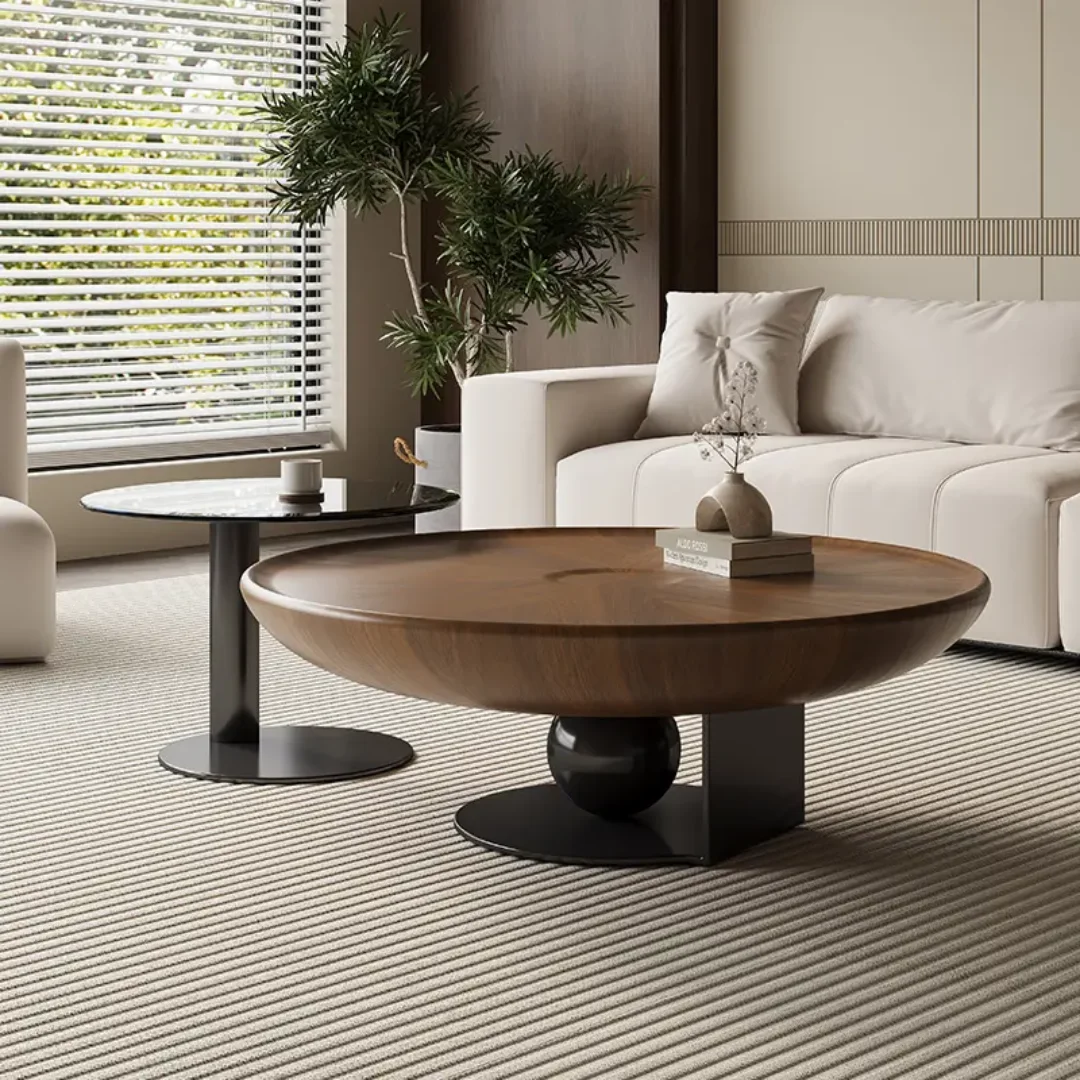 Malcolm Coffee Table in Mild Steel Black With Italian Veneere Top - Image 1