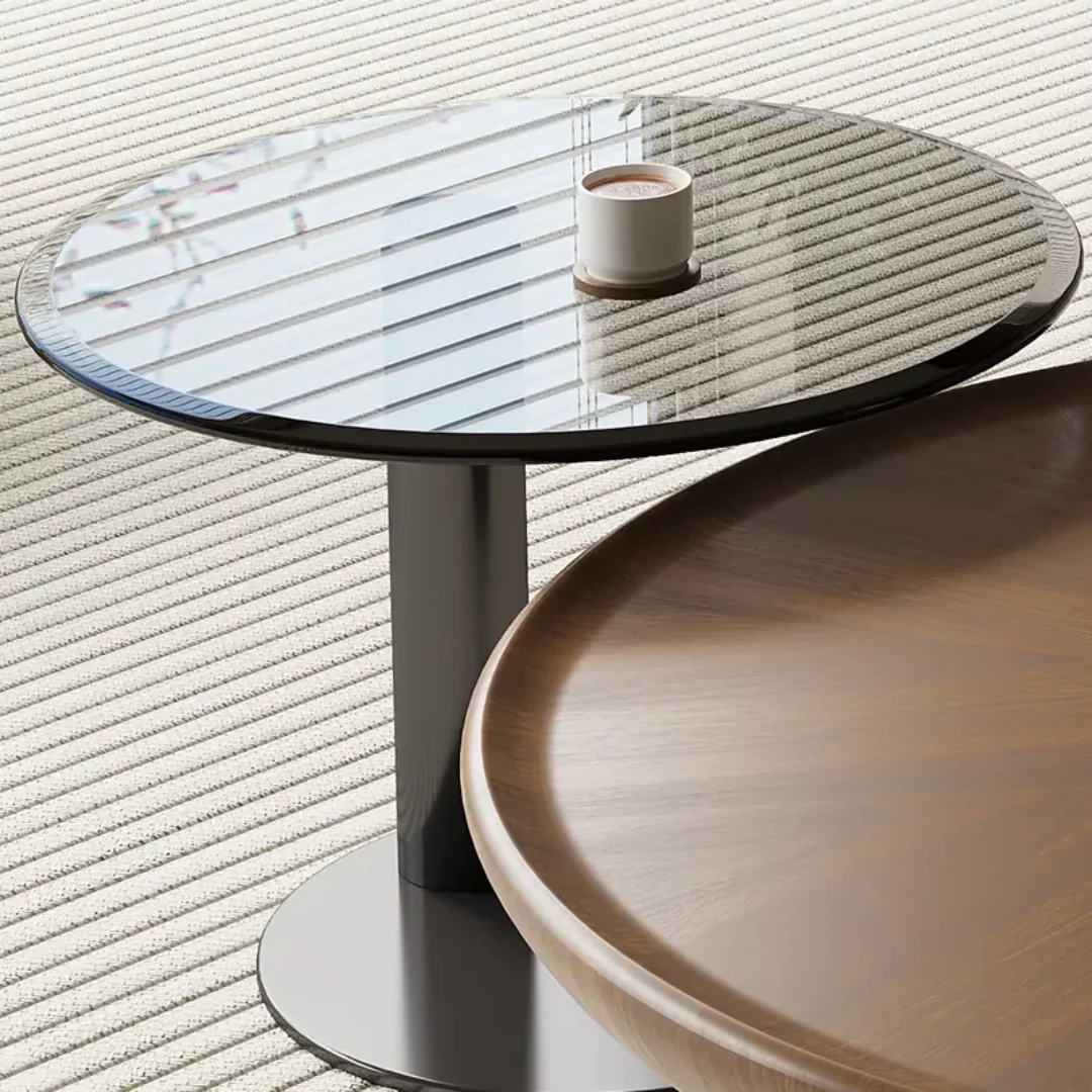 Malcolm Coffee Table in Mild Steel Black With Italian Veneere Top - Image 2