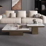 Square Nested Coffee Table - Stainless Steel Gold Base With White Marble Top Crosby Luxe Marble Center Table Set