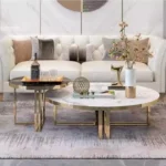 Glenn Coffee Table Gold Stainless Steel base With Faux Marble Table Top - Image 6