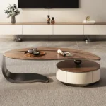 Crosby Signature Coffee Table Set (Pair) | Eco-Friendly Wooden Tops with Stainless Steel Base