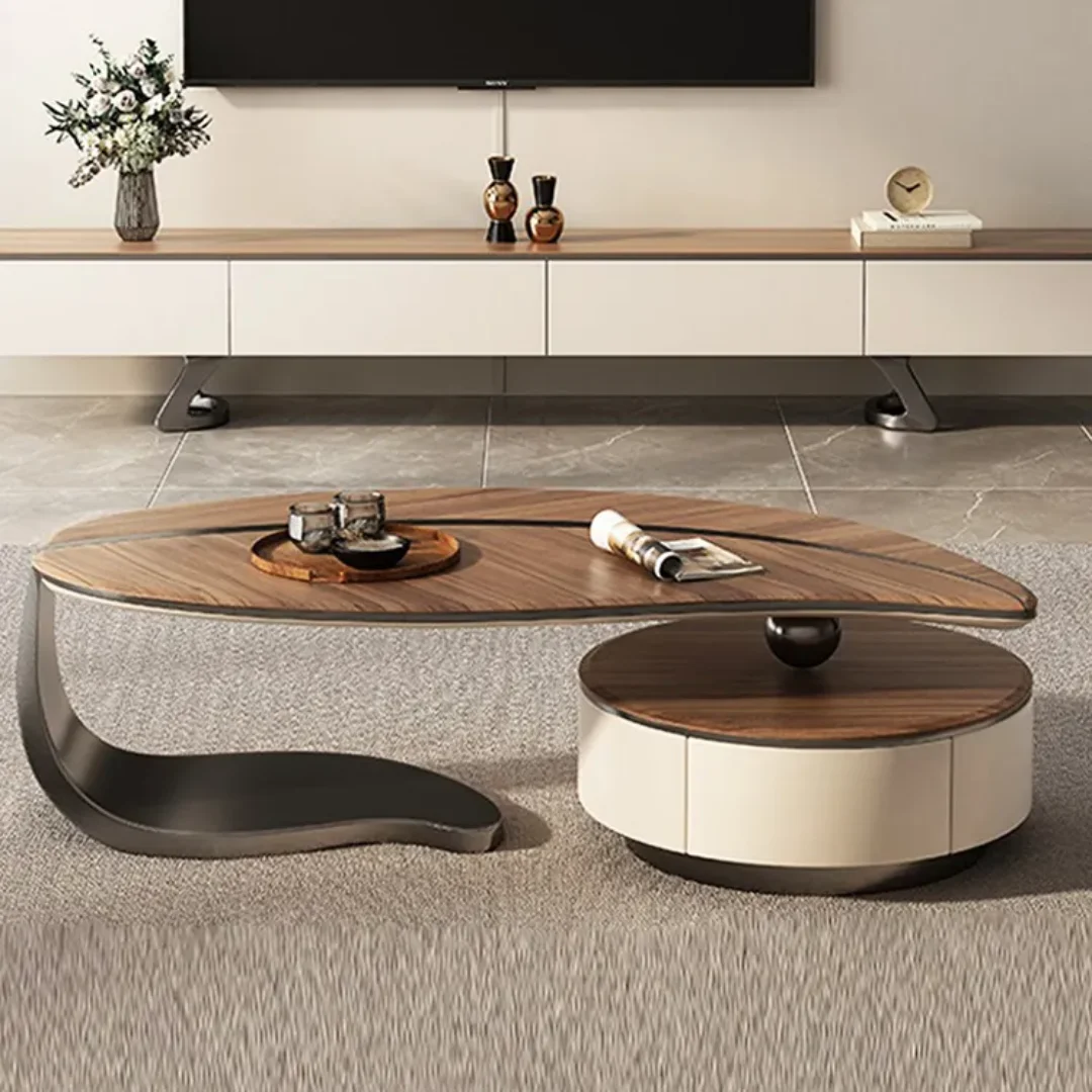 Crosby Signature Coffee Table Set (Pair) | Eco-Friendly Wooden Tops with Stainless Steel Base - Image 1