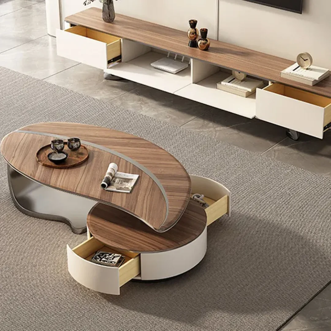 Crosby Signature Coffee Table Set (Pair) | Eco-Friendly Wooden Tops with Stainless Steel Base - Image 2