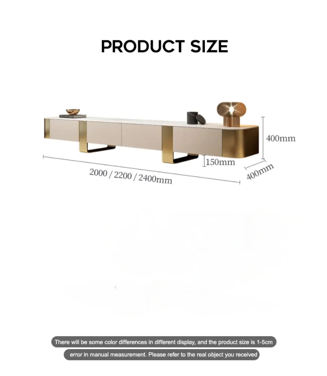 Metro TV Cabinet Stainless Steel marble Table top + wooden table - Image 5