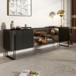 Grand TV Unit | Modern TV Cabinet Marble Slate Carbon Steel Base - Image 5