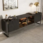 Grand TV Unit | Modern TV Cabinet Marble Slate Carbon Steel Base - Image 7