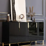 Galaxy Bar Unit High Gloss sideboard cabinet with Stainless Steel Base