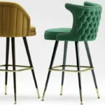 New Style Iron Leg Bar Counter Chair In Green trend-setting Velvet Bar Chair - Image 4