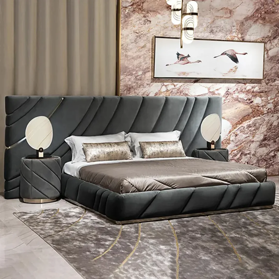 Beauty Italian bed luxury bedroom set furniture master bedroom - Image 8