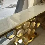 Honeycomb Gold Stainless Steel and Console Table - Contemporary Elegance for Modern Homes